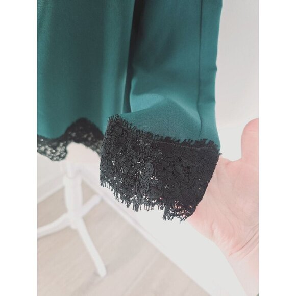 Tuckernuck Juniper Vail Blouse Emerald Green Black Lace Formal Top Shirt XS - Picture 6 of 14